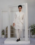 White Embroidered Cotton Waistcoat Kurta Set (3-Piece) - Image 8