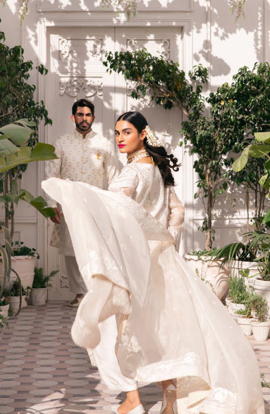 Dove White Embroidered Raw Silk Waistcoat Kurta (3-Piece) - Image 6