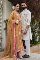 White Embroidered Raw Silk Waistcoat Kurta (3-Piece) - Image 4