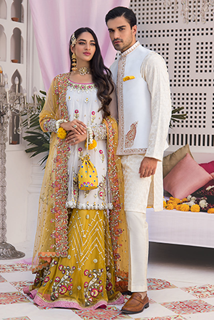 White Embroidered Raw Silk Waistcoat Kurta Pajama (3-Piece) - Image 4