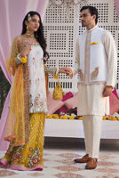 White Embroidered Raw Silk Waistcoat Kurta Set (3-Piece) - Image 5