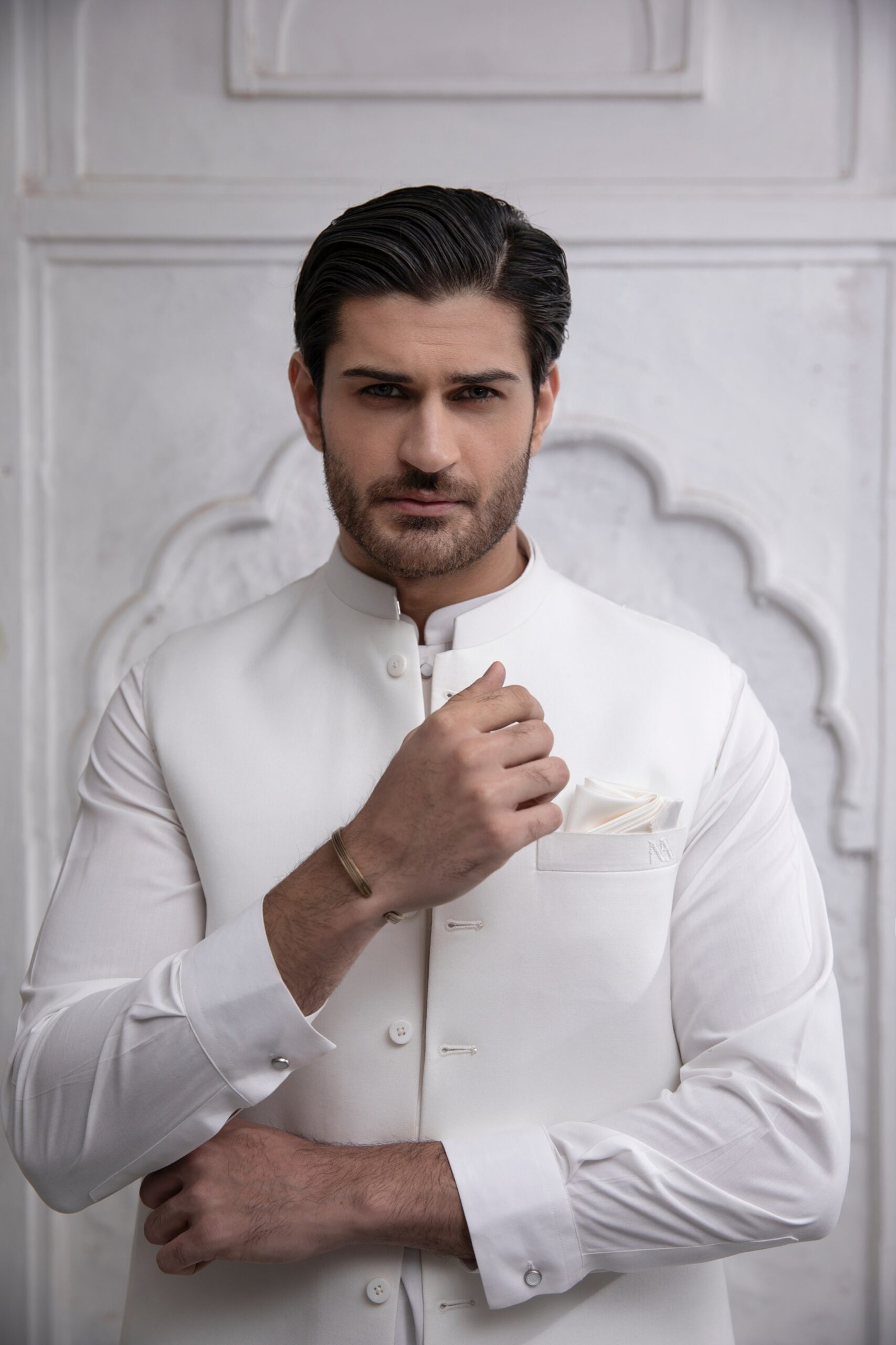 White Suiting Blend Men's Waistcoat (3-Piece) - Image 3