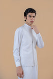White Embroidered Wash & Wear Waistcoat Kurta (2-Piece) - Image 5