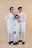 White Embroidered Wash & Wear Waistcoat Kurta (2-Piece) - Image 6