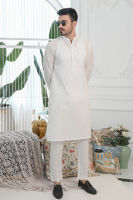 White Schiffli Cotton Embroidered Kurta (2-Piece) - Image 2