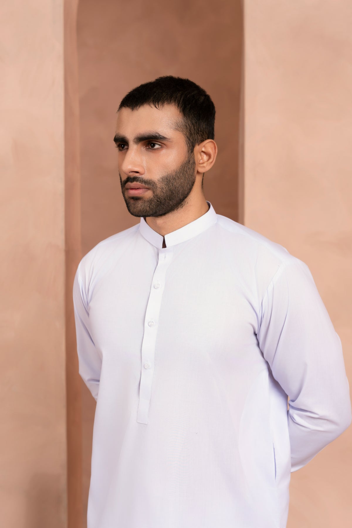 Pearl White Blended Fabric Kurta Pajama (2-Piece) - Image 3