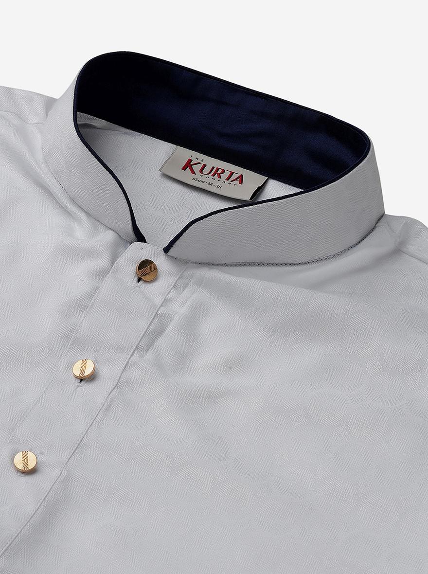 White Cotton Blend Straight-Cut Kurta (2-Piece) - Image 6