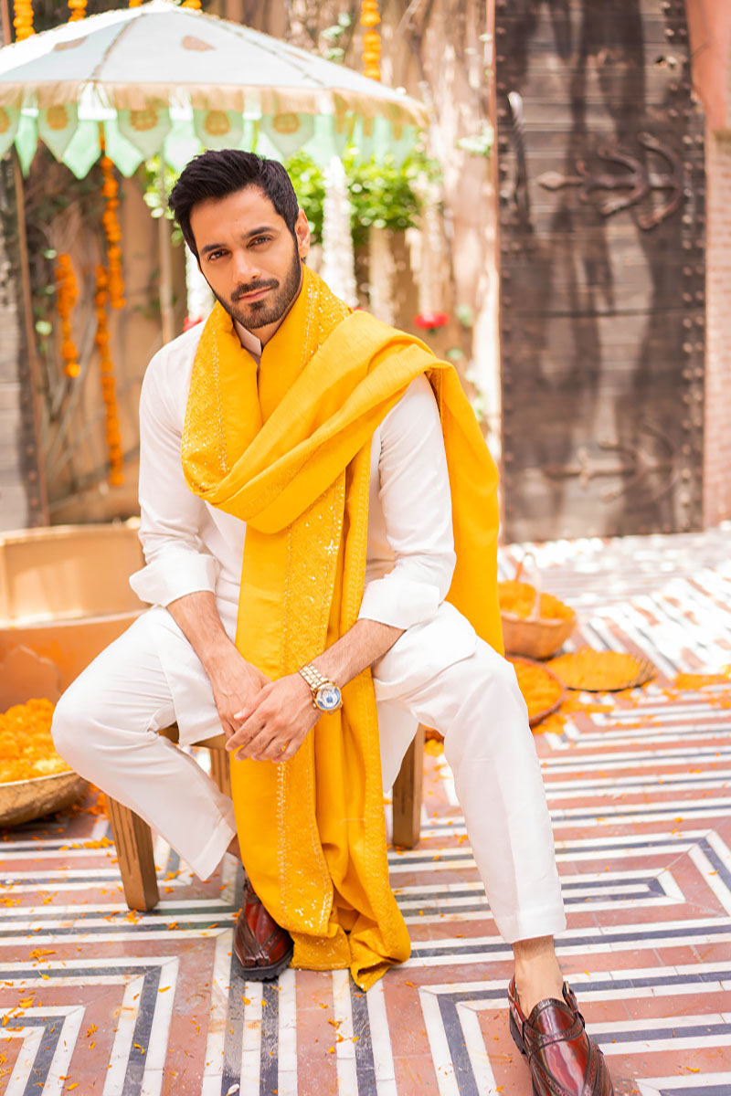 White Self-Print Cotton Kurta Pajama (3-Piece) - Image 1