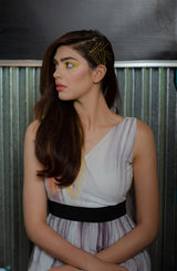 White Marble-Print Georgette Chiffon Maxi Dress (1-Pc) - Image 3