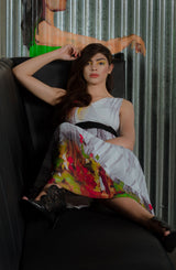 White Marble-Print Georgette Chiffon Maxi Dress (1-Pc) - Image 4