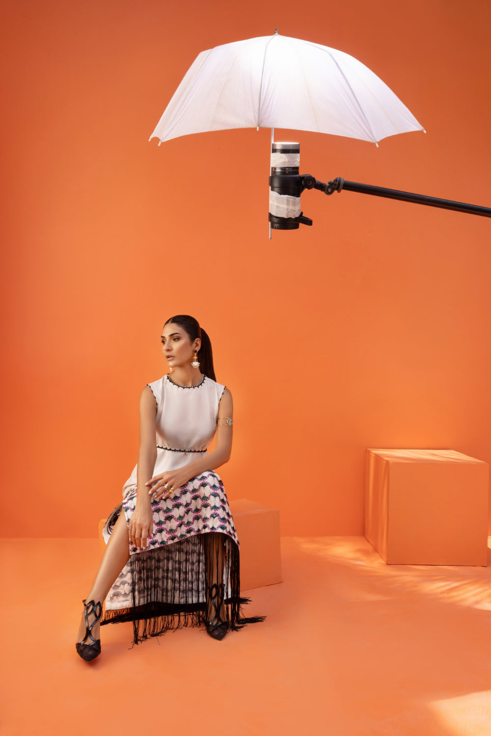 Pearl White Hand-Embellished Crepe Maxi Dress (1-Pc) - Image 8