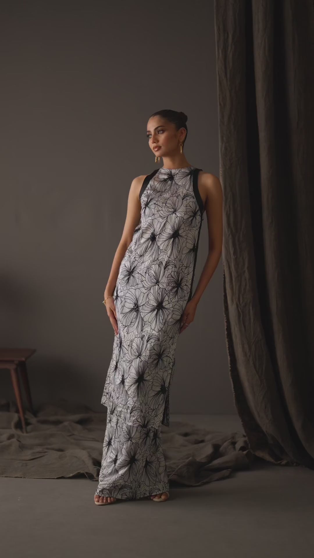 White Printed Georgette Sarong Maxi Dress (2-Piece) - Image 6