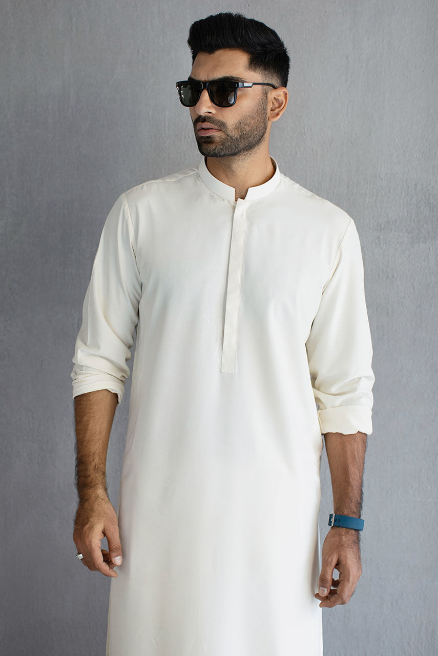 White Boski Kurta Shalwar (2-Piece) - Image 2