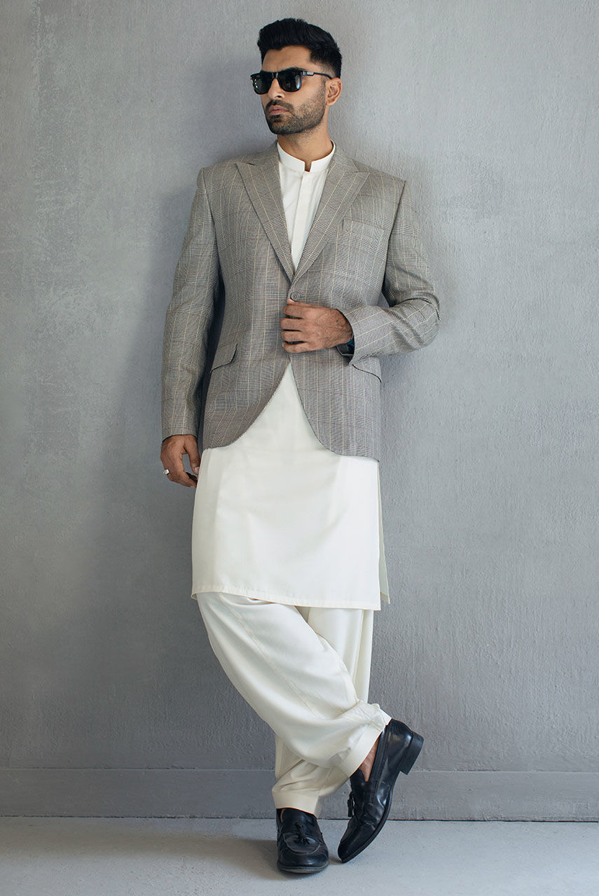 White Boski Kurta Shalwar (2-Piece) - Image 3