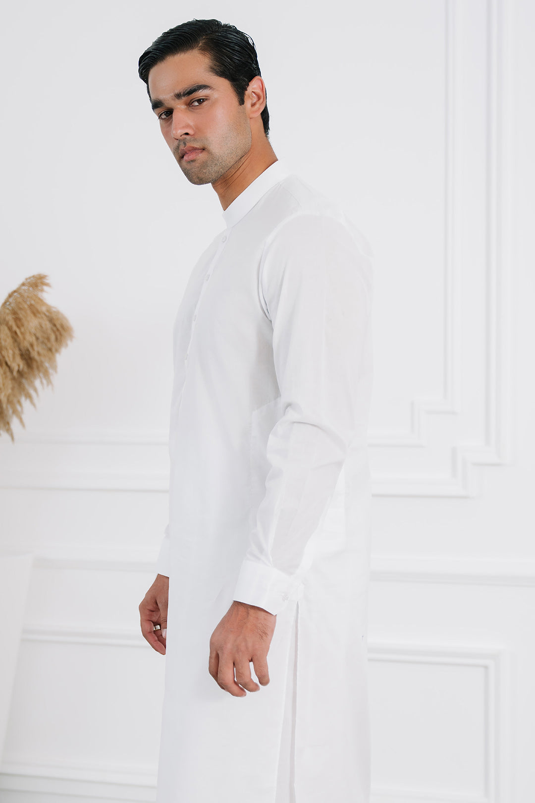 White Cotton Shalwar Kameez Fabric (Unstitched 2-Piece) - Image 27