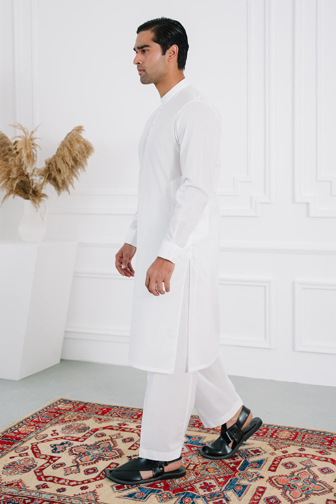 White Cotton Shalwar Kameez Fabric (Unstitched 2-Piece) - Image 30