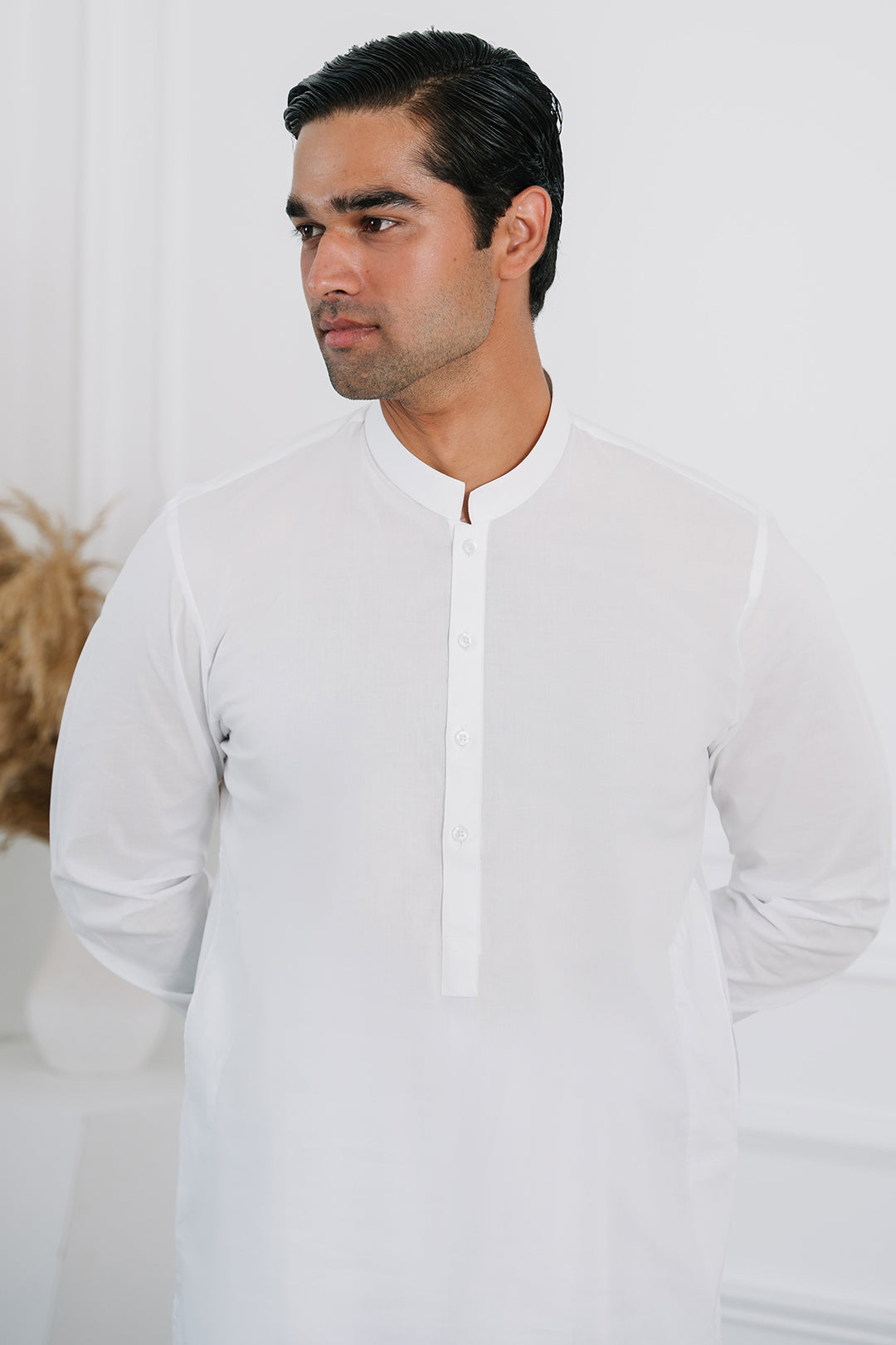 White Cotton Shalwar Kameez Fabric (Unstitched 2-Piece) - Image 32