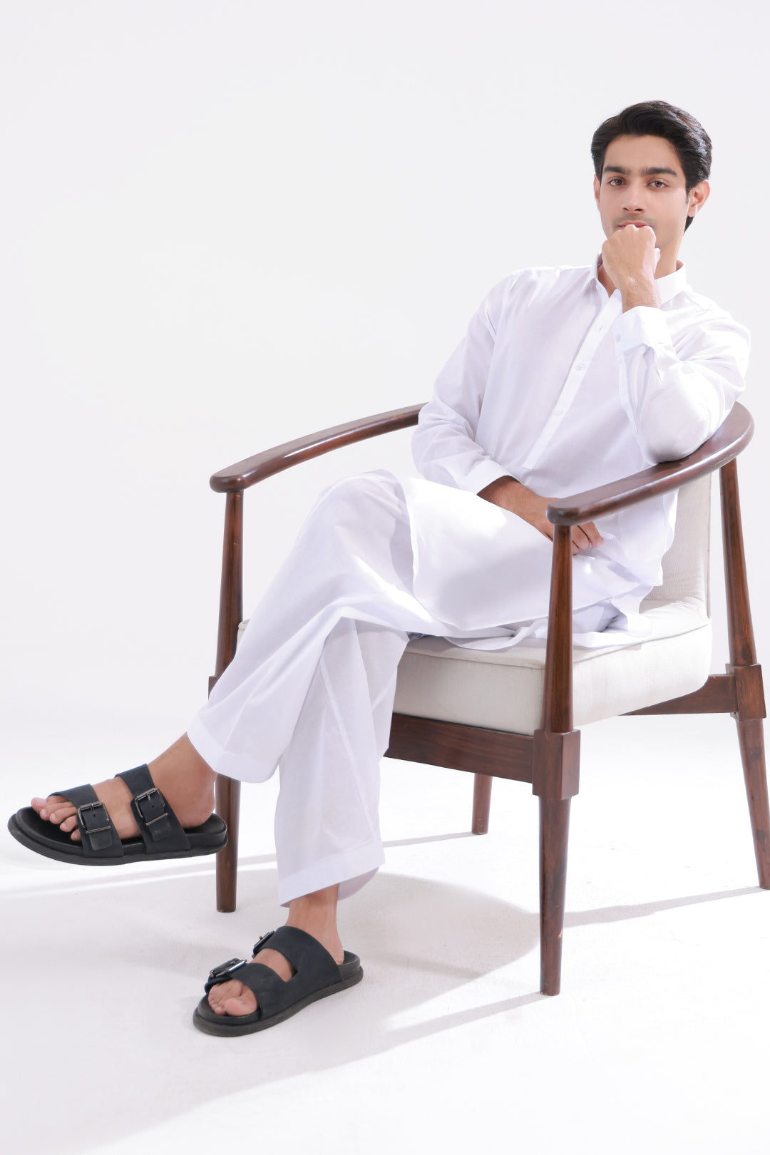 White Cotton Shalwar Kameez Fabric (Unstitched 2-Piece) - Image 41