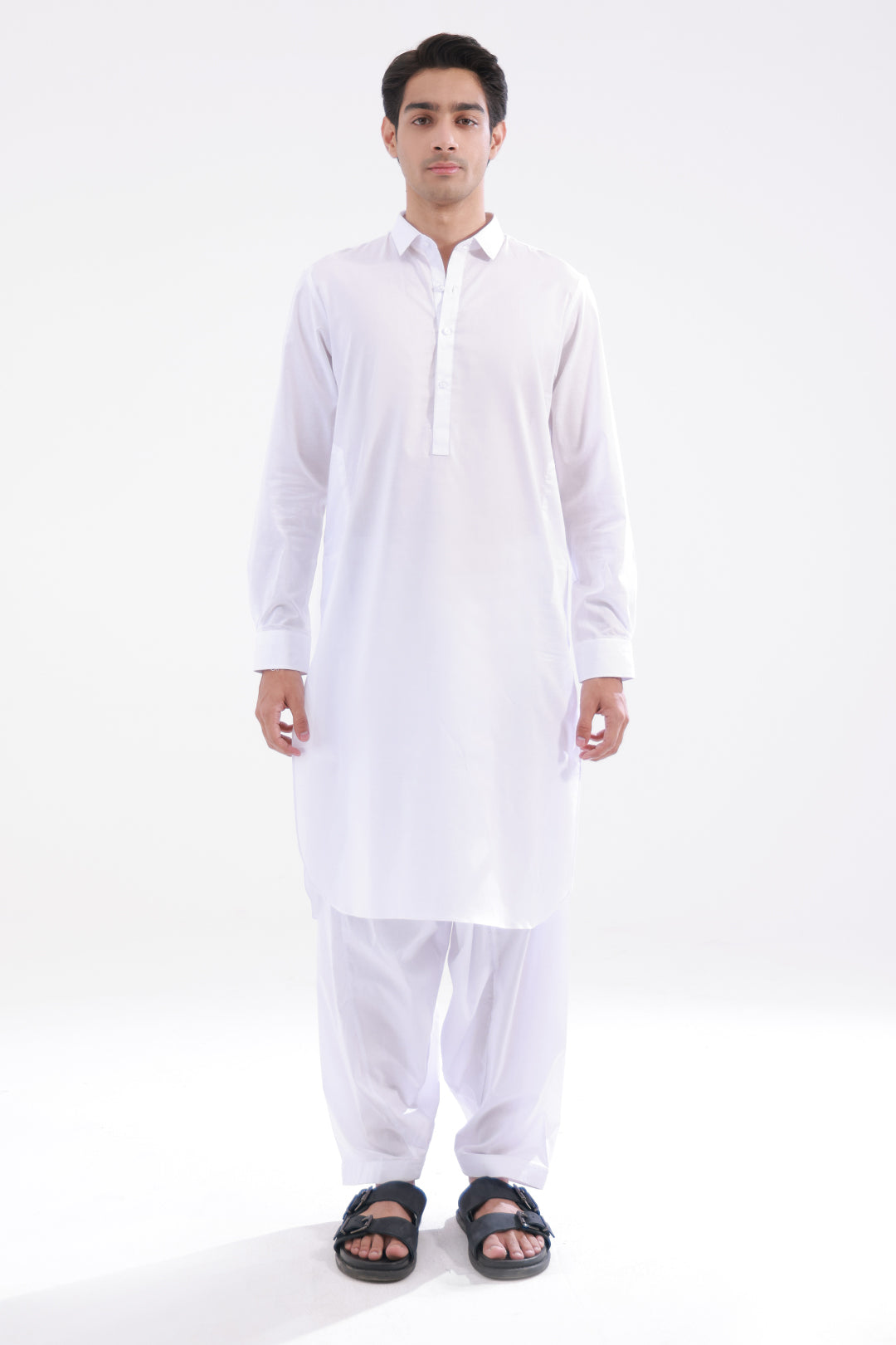 White Cotton Shalwar Kameez Fabric (Unstitched 2-Piece) - Image 42