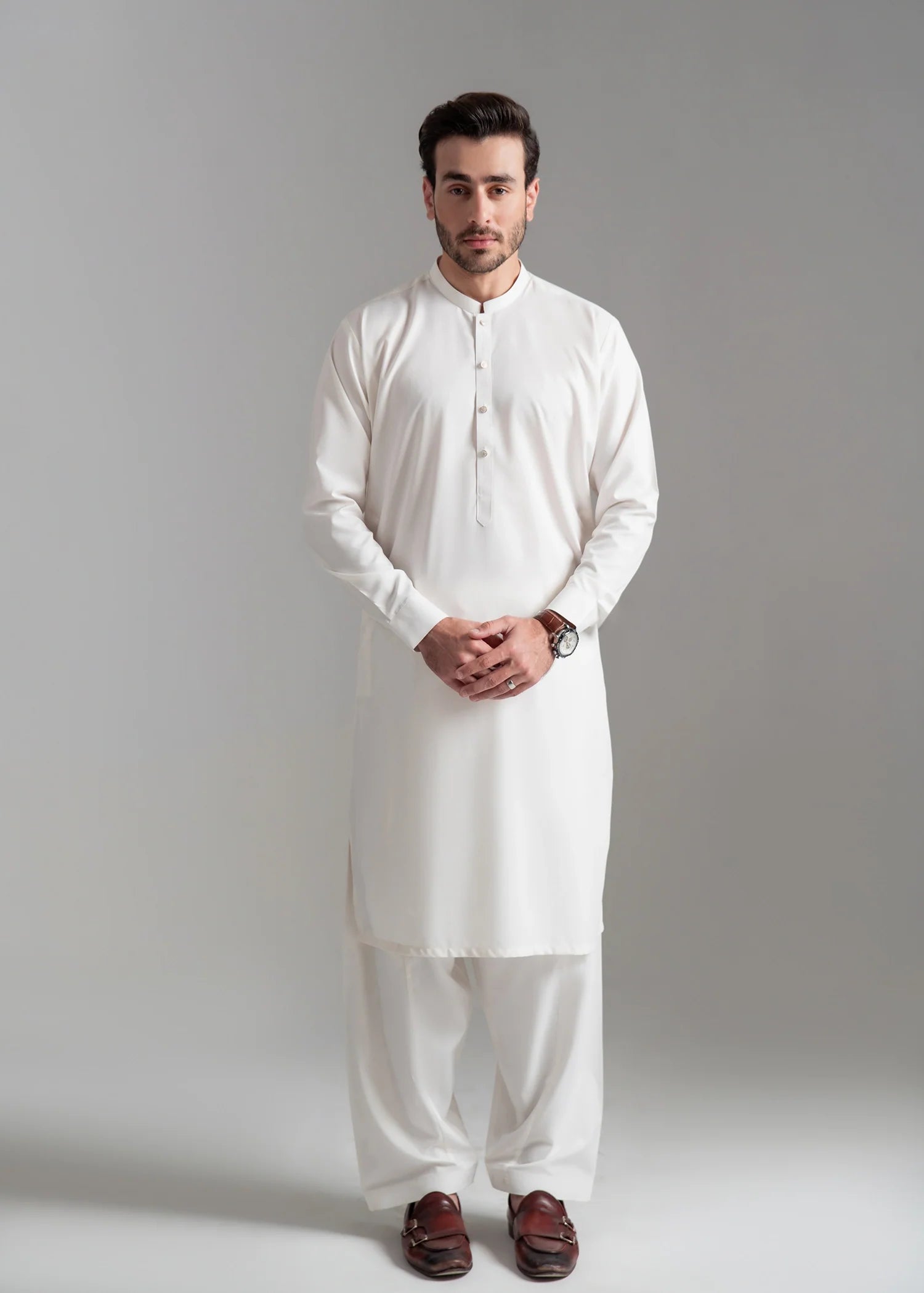 White Wash & Wear Shalwar Kameez (2-Piece) - Image 1