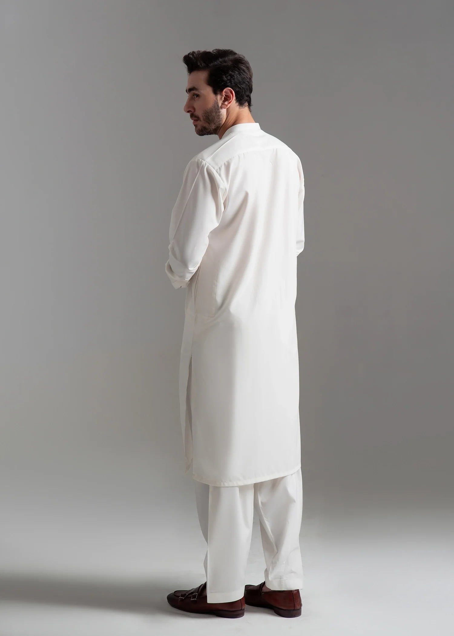 White Wash & Wear Shalwar Kameez (2-Piece) - Image 3