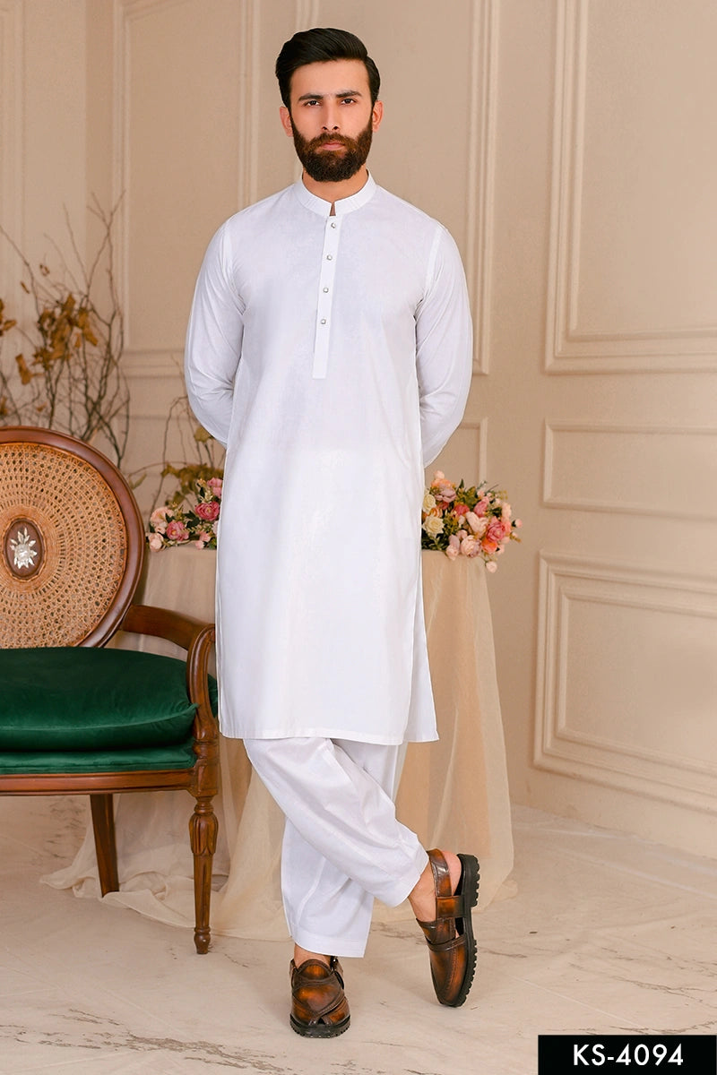 White Wash & Wear Shalwar Kameez (2-Piece) - Image 1