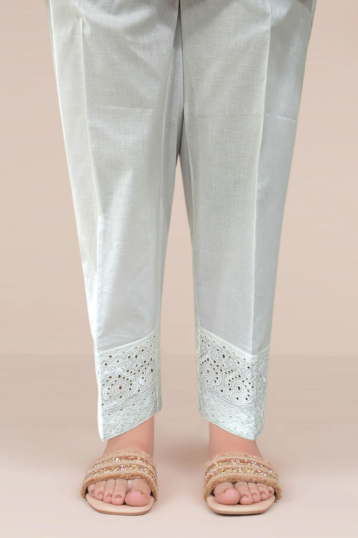 Pakistani White Pleated Cotton Straight Trouser (1-Pc) - Image 4