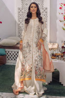 White Botanical Print Crepe Silk Salwar Kameez (3-Piece) - Image 2