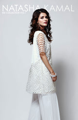 Pakistani White Handcrafted Cutwork Jacket Set (2-Piece) - Image 4