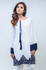 Pakistani White Cutwork Georgette Chiffon Tunic (2-Piece) - Image 3