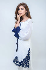 Pakistani White Cutwork Georgette Chiffon Tunic (2-Piece) - Image 4