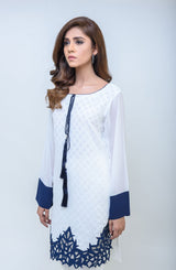 Pakistani White Cutwork Georgette Chiffon Tunic (2-Piece) - Image 5