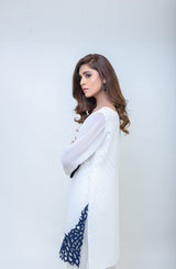 Pakistani White Cutwork Georgette Chiffon Tunic (2-Piece) - Image 6
