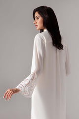 White Net Appliqué Georgette Tunic (2-Piece) - Image 6