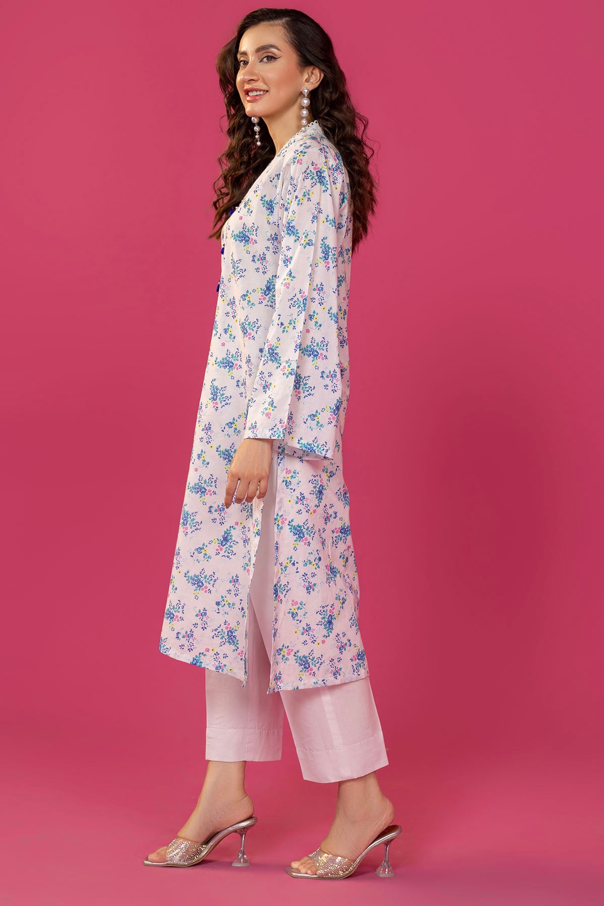 White & Blue Digital Printed Lawn Salwar Kameez (2-Piece) - Image 5