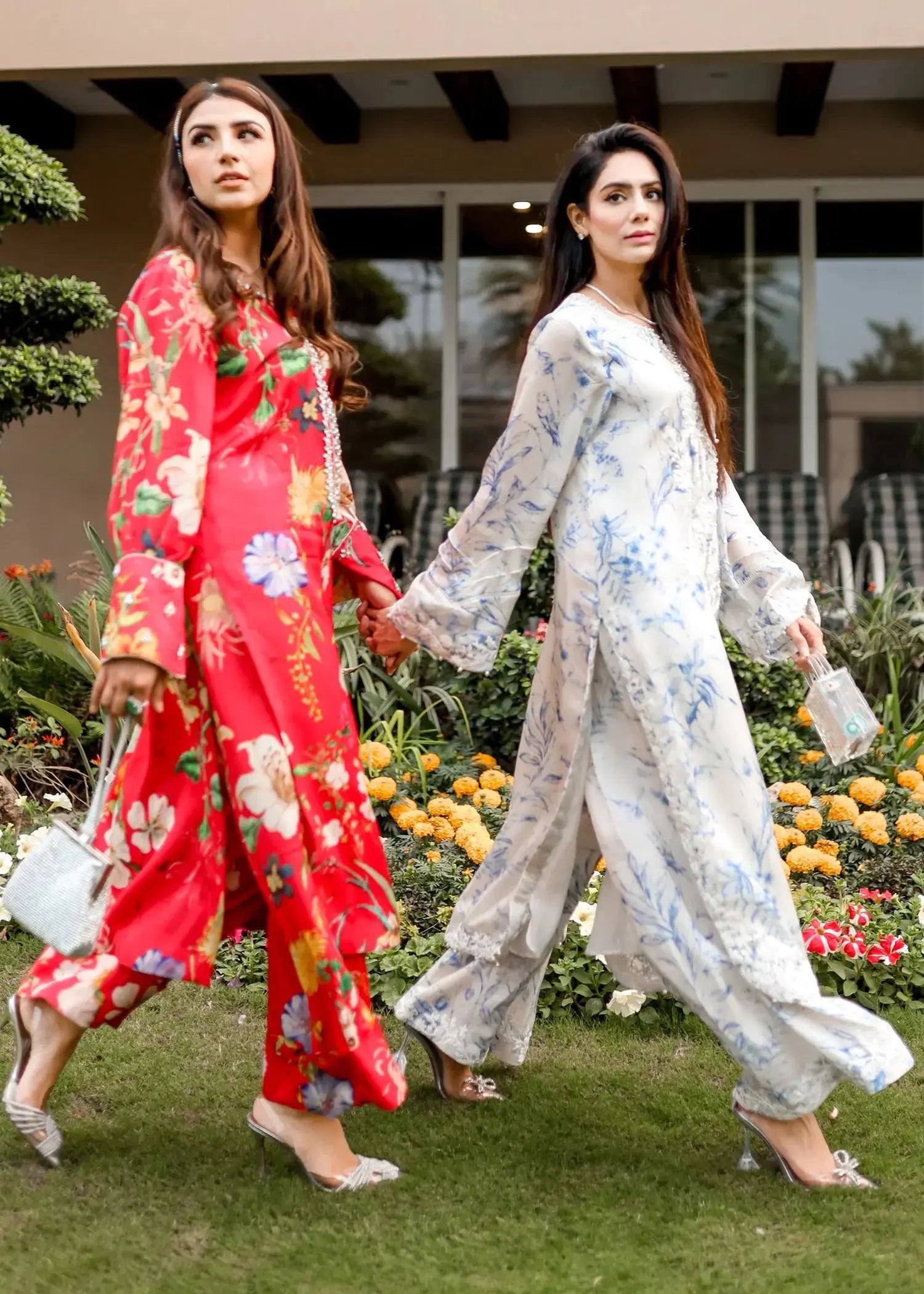 Pakistani White Embroidered Raw Silk Salwar Kameez (3-Piece) - Image 3