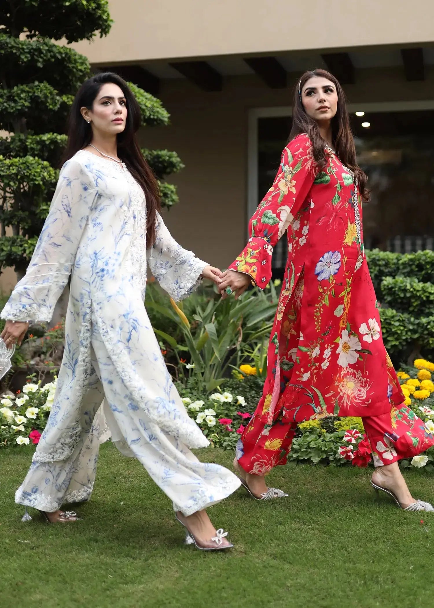 Pakistani White Embroidered Raw Silk Salwar Kameez (3-Piece) - Image 4