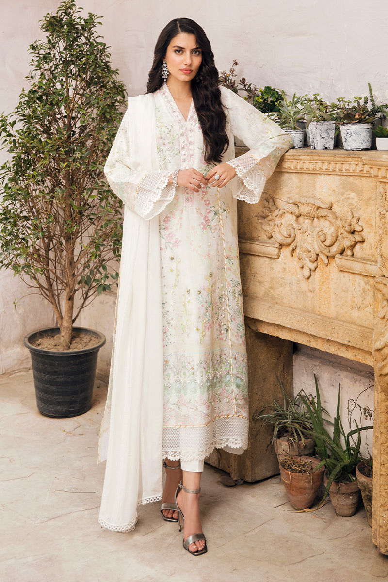 White Tilla Patti Raw Silk Salwar Kameez (3-Piece) - Image 1