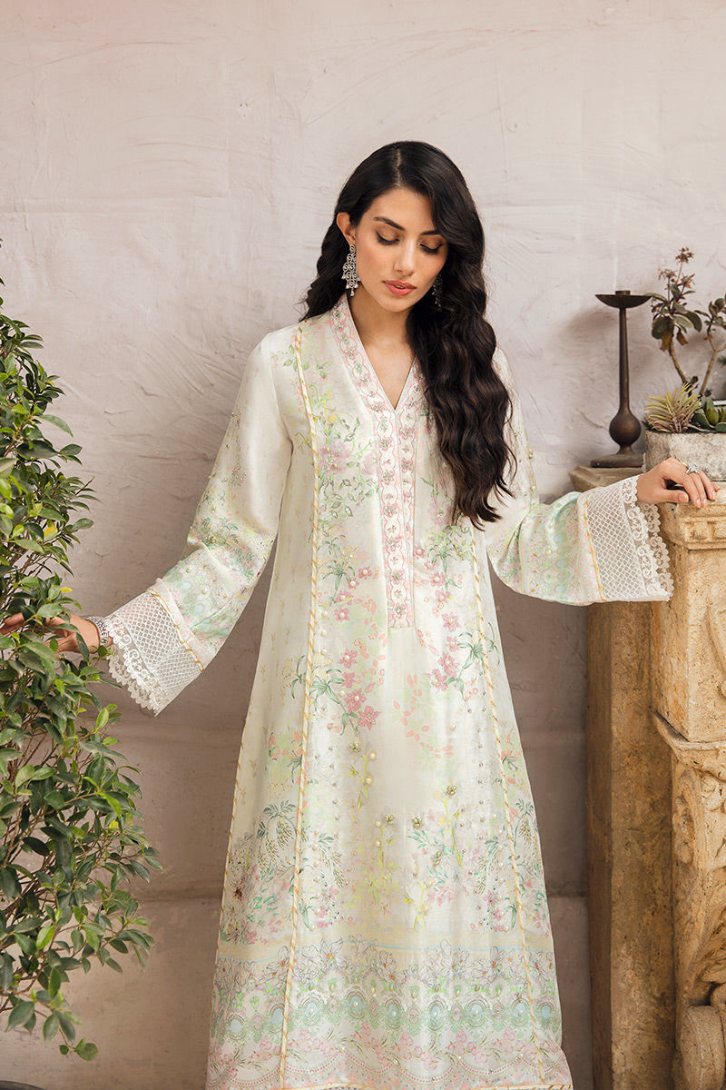 White Tilla Patti Raw Silk Salwar Kameez (3-Piece) - Image 5