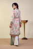 Pakistani White Pink & Green Embroidered Silk Coat-Style Tunic (3-Piece) - Image 4