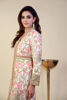 Pakistani White Pink & Green Embroidered Silk Coat-Style Tunic (3-Piece) - Image 6
