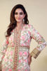 Pakistani White Pink & Green Embroidered Silk Coat-Style Tunic (3-Piece) - Image 7