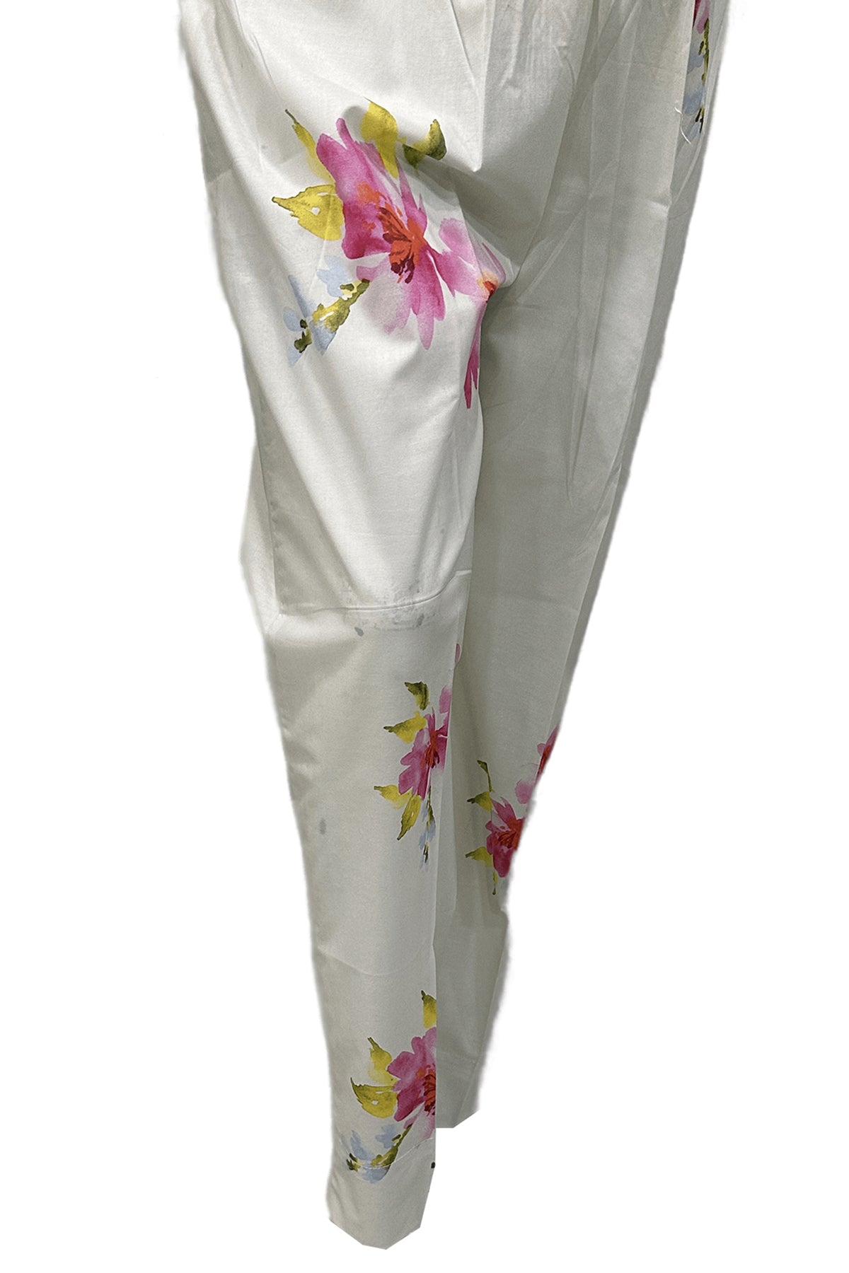 White Digital Printed Cotton Trouser (1-Pc) - Image 2