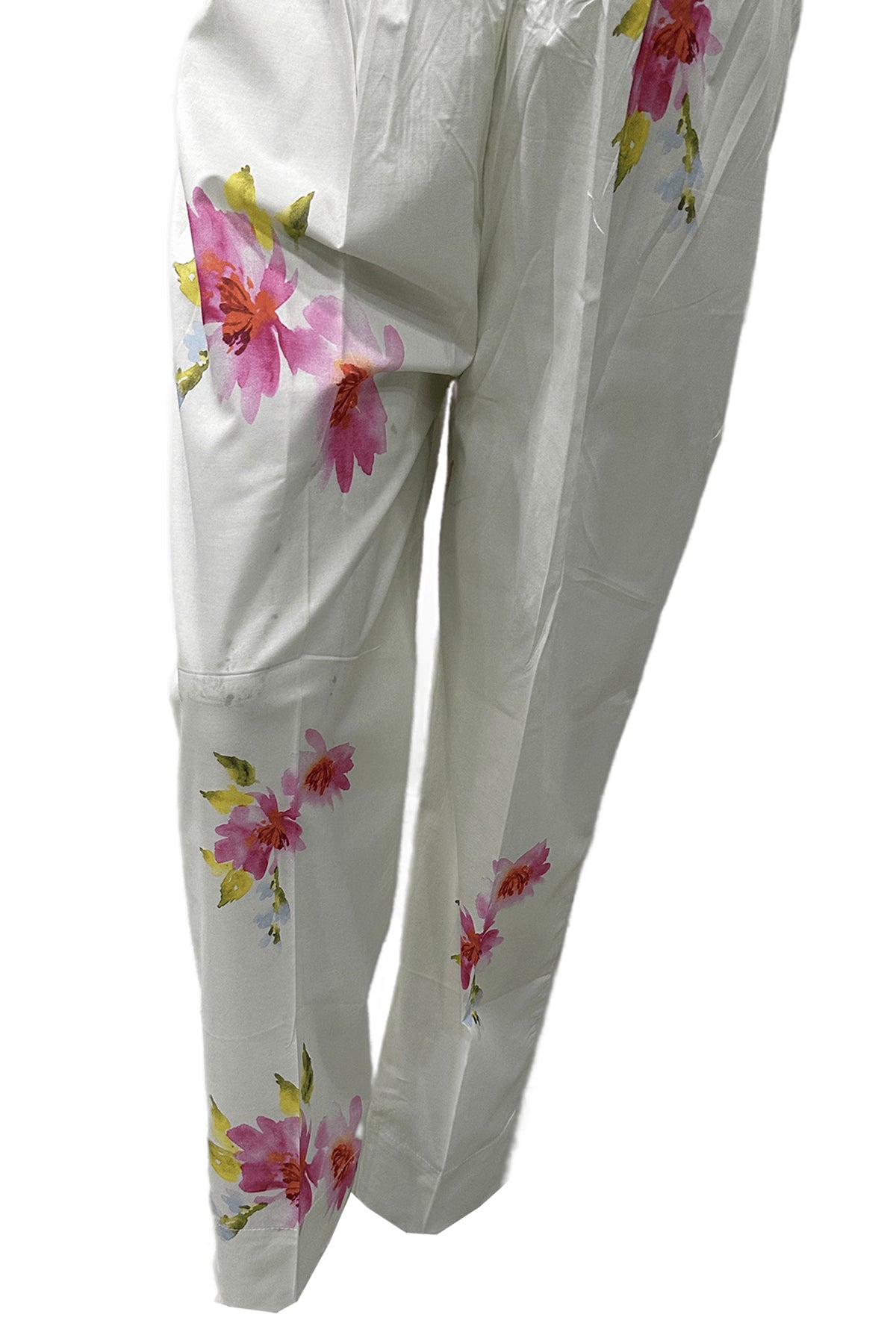 White Digital Printed Cotton Trouser (1-Pc) - Image 3