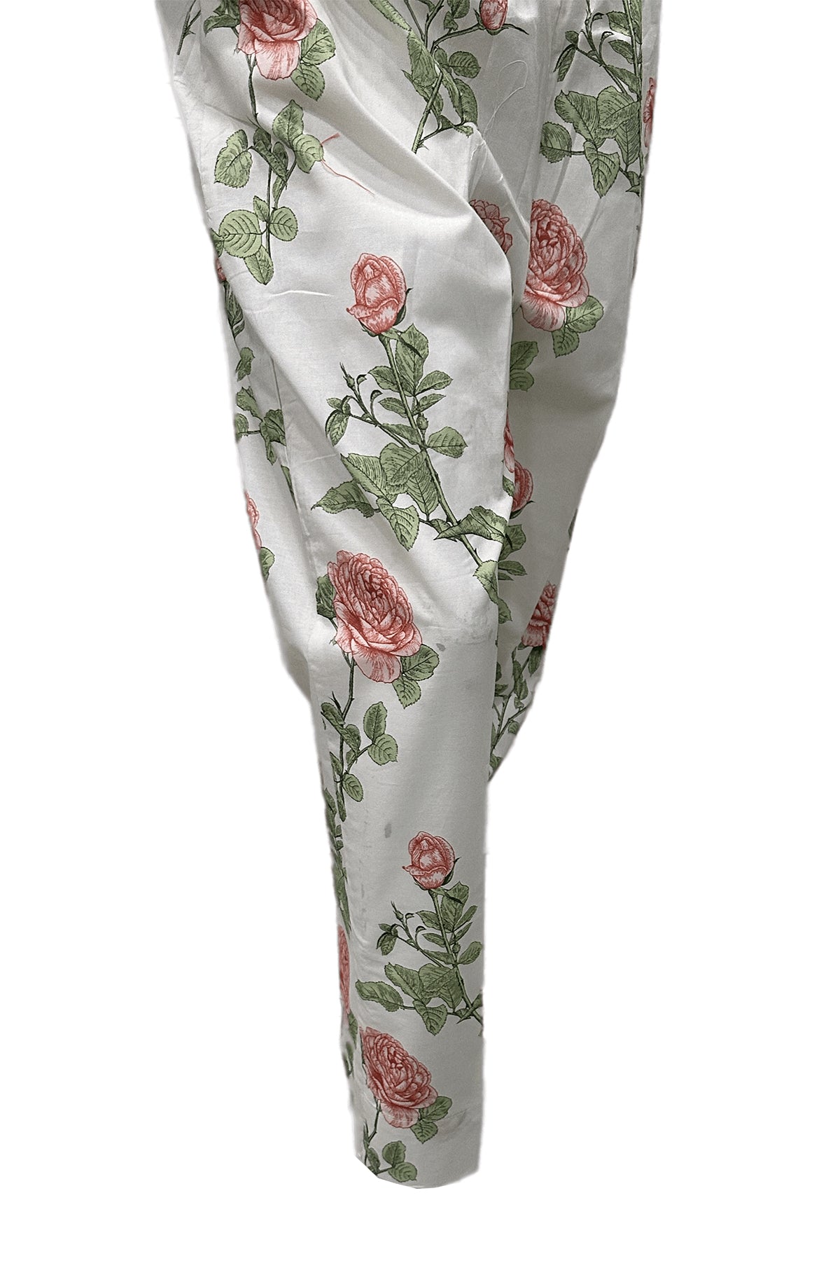White Digital Printed Cotton Trouser (1-Pc) - Image 1