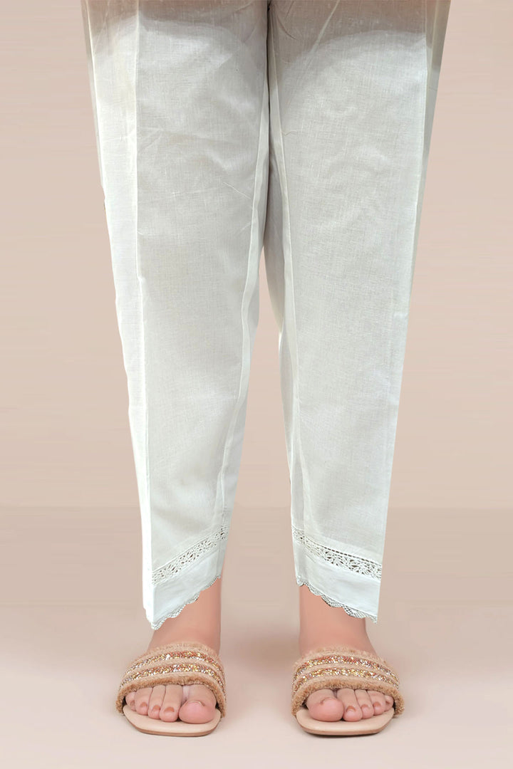 White Embroidered Cotton Straight Trousers (1-Pc) - Image 2