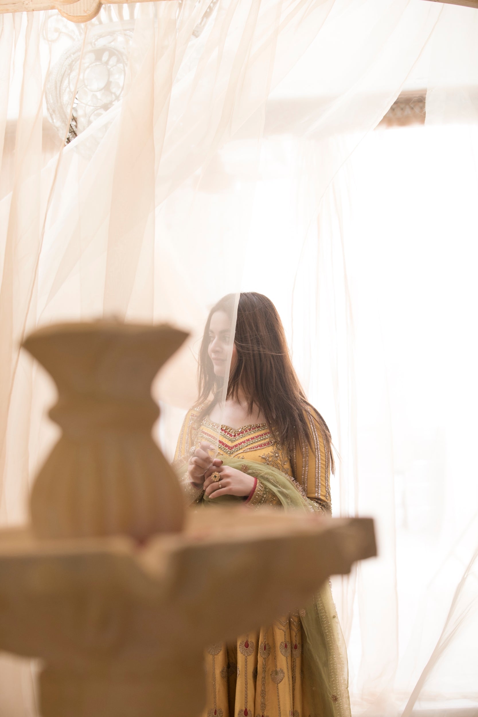 Mustard Yellow Embroidered Silk-Blend Anarkali (2-Piece) - Image 14