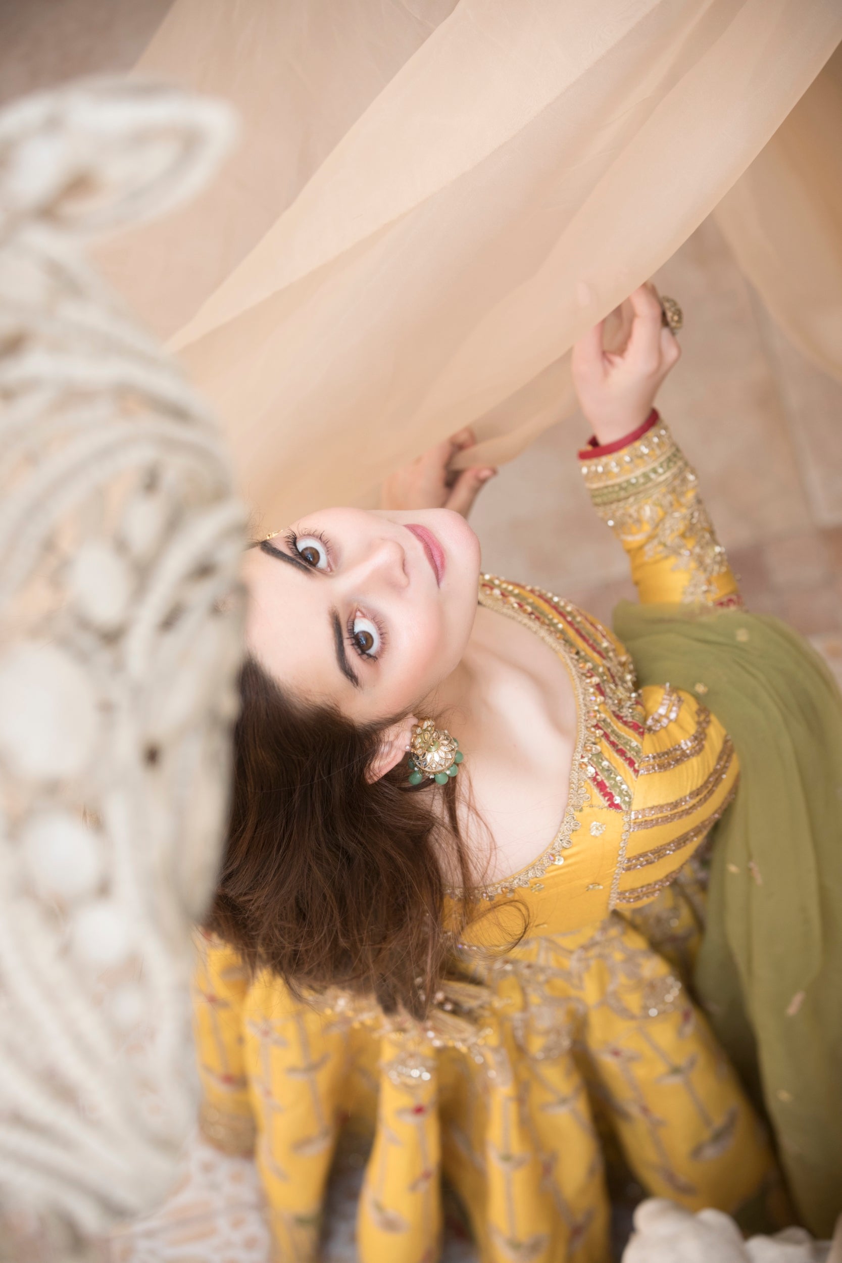 Mustard Yellow Embroidered Silk-Blend Anarkali (2-Piece) - Image 17