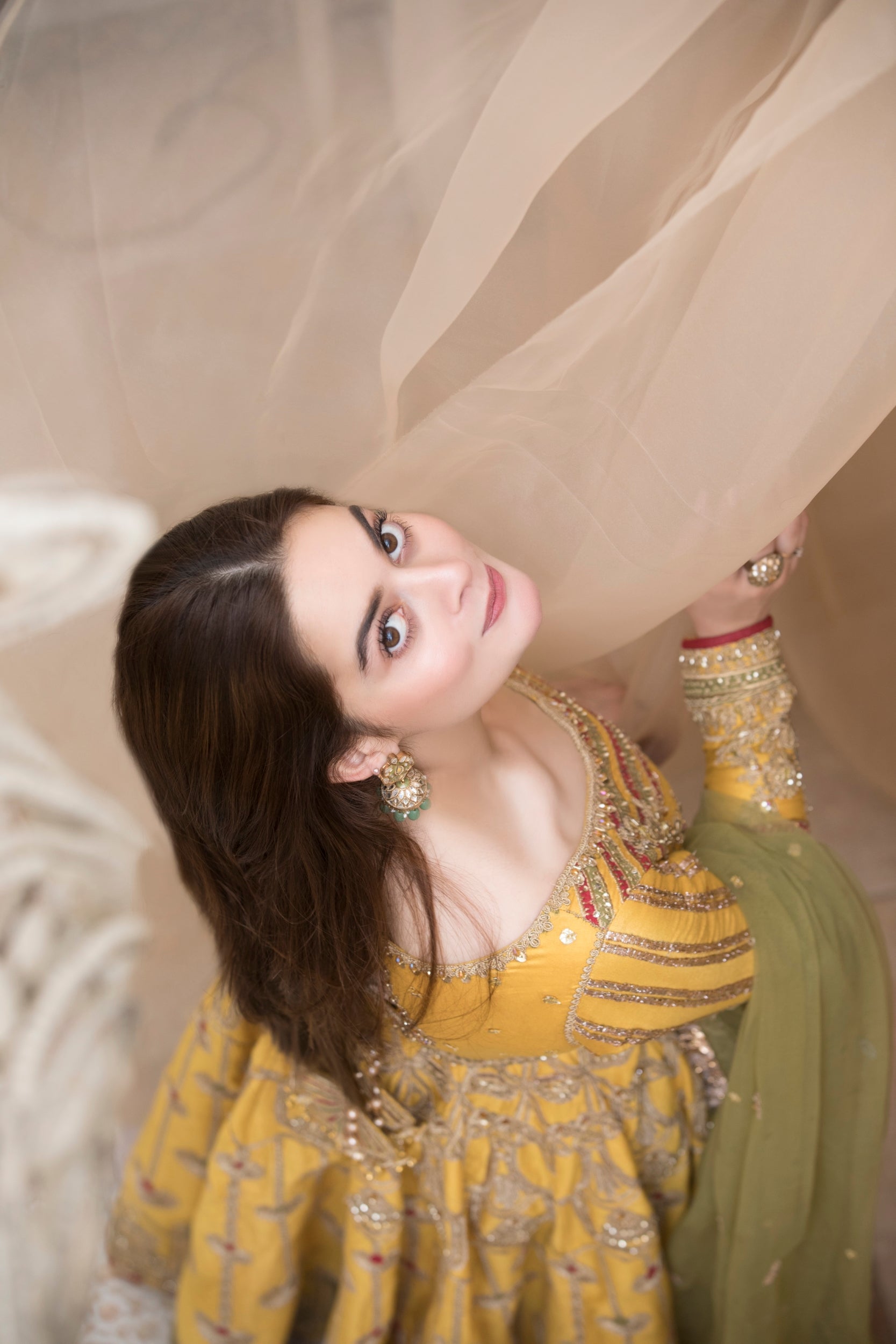 Mustard Yellow Embroidered Silk-Blend Anarkali (2-Piece) - Image 18