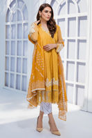 Pakistani Yellow Gota Embroidered Cotton Net Angrakha (3-Piece) - Image 5